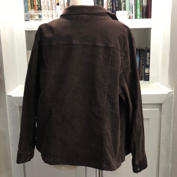 St. Johns Bay Stretch Brown Corduroy Jacket Size 1X Shaket - Picture 2 of 6